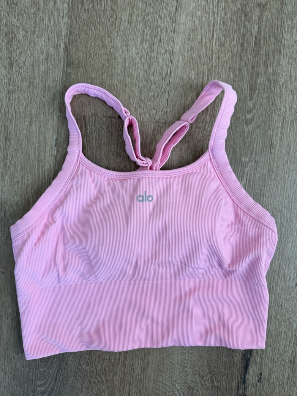 ALO Yoga Pink Ribbed Tank Sports Bra